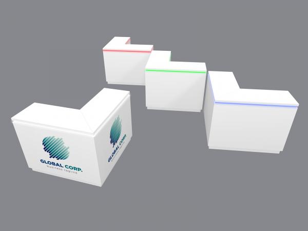 RE-1516 Trade Show Custom Rental Counter -- Adjustable RGB Perimeter Lights